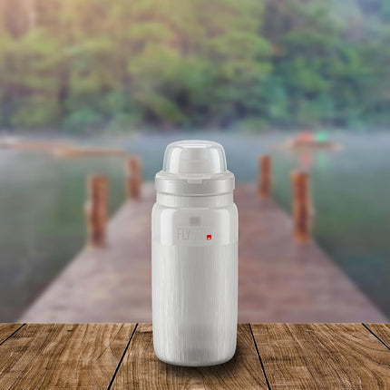 ELITE Fly MTB Water Bottle Clear – Ultra Lightweight Mountain Bike Cycling Bottle with Dust Cap – 550ml – For Trail Riding, XC & Enduro