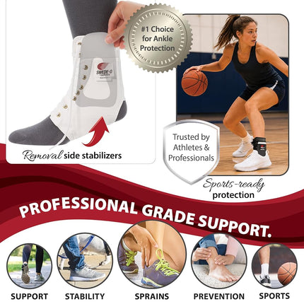 Swede-O Ankle Lok Support with Knit Tongue, Exclusive Lacing System Keeps Brace Tighter Longer, Side Stabilizers Provide Additional Ankle Support, Large, White