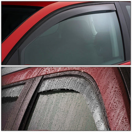 DNA MOTORING Set of 4 Tape-On Window Rain Guards for 2006-2008 Honda FIT GD3 Smoke Tint Window Visor Shade/Sun Wind/RAIN Deflector, WVS-057