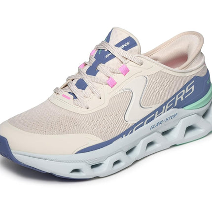 Skechers Women's Glide-Step Atlus Hands Free Slip-ins Sneaker, Ntmt=Natural/Multi, 8 UK