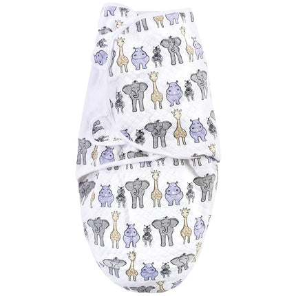 Lot de 3 couvertures d'emmaillotage en coton matelassé Hudson Baby unisexe pour bébé, Rose Safari, 0-3 mois