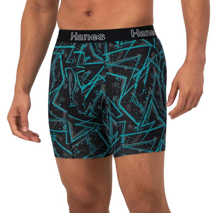 Hanes Men's Comfort Flex Fit Boxer Briefs, Ultra Soft Stretch, Long Leg & Regular Leg, 3- Pack, Turquoise/Concrete/Black 3-pack, L