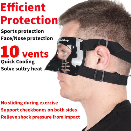 Qiancheng Nose Guard Face Shield, Protective Face Mask LX Black with Silicone Padding