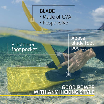 Cressi Clio Snorkeling and Diving Fins -Yellow, 39/40 - 5/6