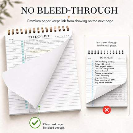 KAICN To Do List Notepad, Undated Daily Planner Notepad With To Do List Notebook Checklist Spiral Waterproof for Office Supplies, School Planner, 3 Pack, 52 Sheets/Pack, 5.5''x8.3'' A5 Size