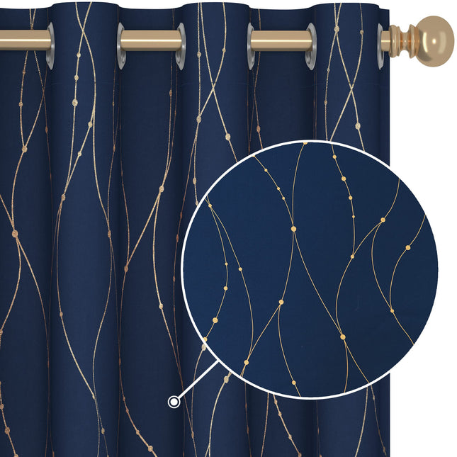 Deconovo Wave Line with Dots Gold Foil Print Desig