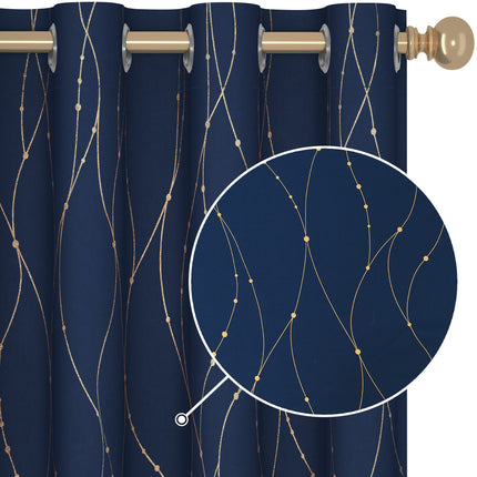 Deconovo Wave Line with Dots Gold Foil Print Desig