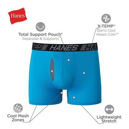 Hanes Men's X-Temp Total Support Pouch Boxer Brief, Anti-Chafing, Moisture-Wicking Underwear, Multi-Pack, Trunk-Assorted, XL (Pack of 3)