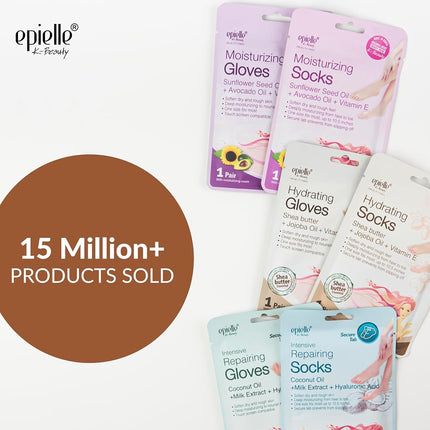 Epielle Mascarillas Hidratantes para Manos y Pies, Alivian y Suavizan la Piel Seca y Maltratada, Regalos de Cuidado Personal para Mujeres, Kit de Spa, Regalos para el Día de la Madre, 6 Guantes Hidratantes y 6 Calcetines Hidratantes