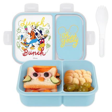 Disney Bento Box– Leak-Proof Kids Lunch Box with Divided Compartments & Detachable Spork - Mickey & Minnie, Stitch, & Winnie the Pooh BPA Free Toddler Bento Box