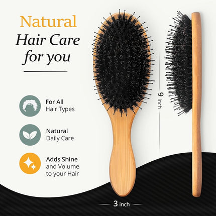 Belula Men's Hair Grooming Set, Boar Bristle and Nylon Pin Brush, Comb, Bag