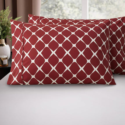 Elegant Comfort Luxury Ultra-Soft 2-Piece Pillowcase Set - 1500 Premium Hotel Quality Microfiber Double Brushed - Wrinkle Resistant, King Size, Bloomingdale Pattern Burgundy