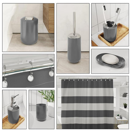 Clara Clark Bathroom Set - Black Bathroom Accessories Set, 20PC Bathroom Accessory Set, Shower Curtain Set with Liner, Toothbrush Holder, Soap Dispenser, Soap Dish, Toilet Brush Holder, and Trash Can