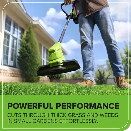 Greenworks 24V 10" Cordless String Trimmer with 2.0Ah Battery and Charger, 20 Replacement Blades Included