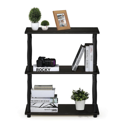 Furinno TURN-N-TUBE 3-Tier Tool-Free Corner Open Shelf, Espresso