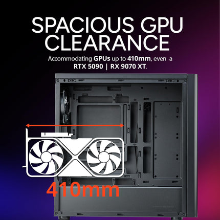 Cooler Master Elite 502 Lite ATX High Airflow Minimalist PC Case, 410mm GPU Max, Compatible RTX 5090|RX 7090 XT, 360mm AIO Max, Type C, Tempered Glass, 120mm PWM Fan, Intakes Grill