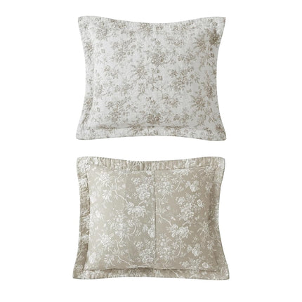 Laura Ashley - King Quilt Set, Reversible Floral Cotton Bedding with Matching Shams, Home Decor for All Seasons (Walled Garden Brown, King)