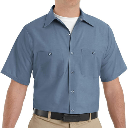 Red Kap Men's Short Sleeve Industrial Work Shirt, Postman Blue, Medium