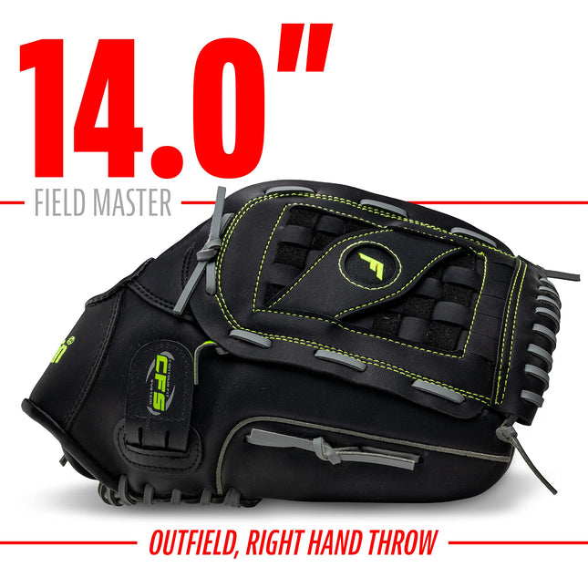 Gant de baseball et softball Franklin Sports unisexe adulte 14" - Fieldmaster Midnight Youth, noir, 14 Basket Web US