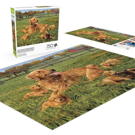 Buffalo Games - Hautman Brothers - Glorious Goldens - 750 Piece Jigsaw Puzzle for Adults Challenging Puzzle Perfect for Game Nights - Finished Puzzle Size is 24.00 x 18.00