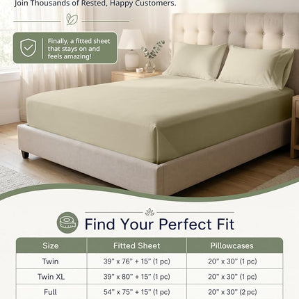 LANE LINEN King Fitted Sheet, 100% Organic Cotton, 3-Piece Set (1 Fitted Sheet,2 Pillowcases), Percale Weave, Ultra Soft, Breathable,Fits Mattress Upto 15" Deep - Linen (No Flat Sheet)