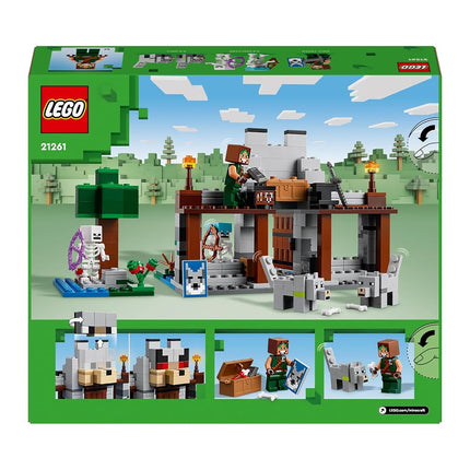 LEGO Minecraft The Wolf Stronghold - Castle Toy with a Character, 2 Skeleton Figures & 2 Wolves, plus Accessories incl. a Crafting Table - Gamer Gift for 8+ Year Old Boys & Girls - 21261