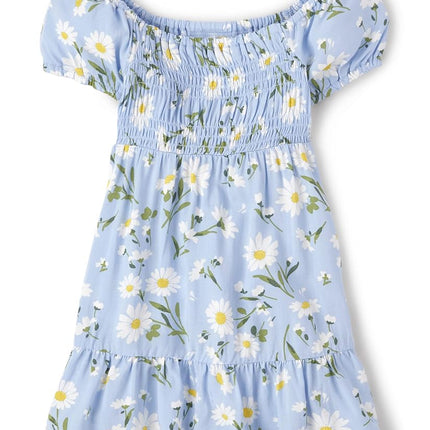 The Children's Place Vestidos elegantes de manga corta para bebés y niñas pequeñas, margaritas florales, 12-18 meses