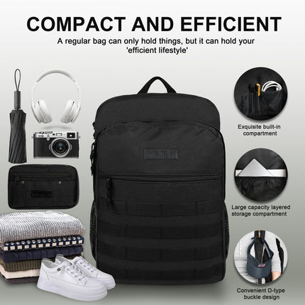 Sac à dos Wrangler Tradesman, sac à dos décontracté résistant à l'eau pour les voyages, le travail, l'école, noir, 15,6 pouces, minimaliste