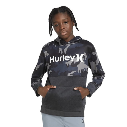 Hurley Boys' One and Only Pullover Hoodie, Grey Camo, Small