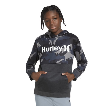 Hurley Boys' Solar Pullover Hoodie, Grey Camo, Medium