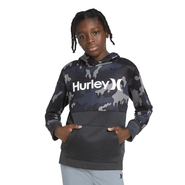Hurley Boys' Solar Pullover Hoodie, Grey Camo, Medium