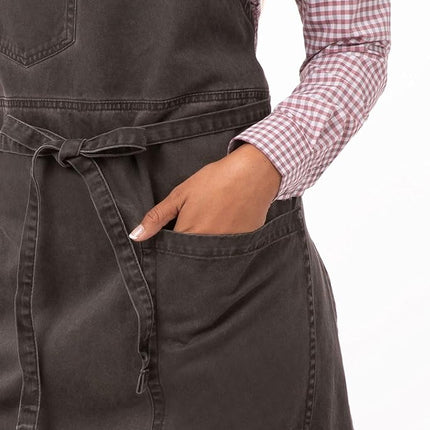 Chef Works ABAQ054-PEW-0 Dorset Antique Bib Apron Pewter, Brown