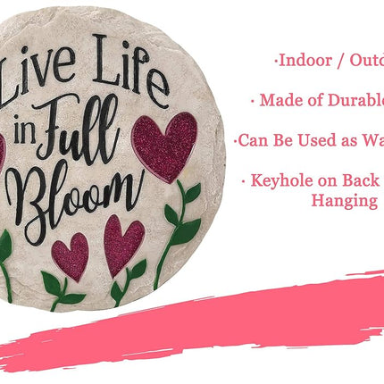 Spoontiques - Garden Décor - Life in Full Bloom Stepping Stone - Decorative Stone for Garden