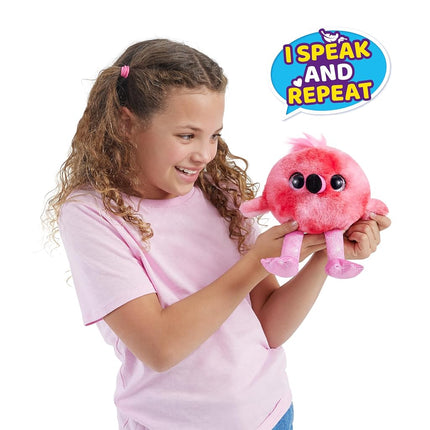 Pets Alive Chirpy Birds, Scampi the Flamingo, Surprise Interactive Toy Pets with Electronic Speak and Repeat, Sings 2 Unique Songs, 5 Layers of Surprises, 23 cm, Ages 3+ (Flamingo)