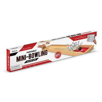 Juego de bolos GoSports Mini de madera para mesa para niños y adultos - Incluye 1 tablero de bolos, 1 rampa de lanzamiento, 2 mini bolas de bolos, 10 bolos y una tarjeta de puntuación de borrado en seco