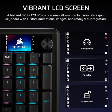Corsair Vanguard PRO 96 Wired Hall Effect Magnetic Mechanical Gaming Keyboard � 96% Layout, MGX Hyperdrive Switches, 8000Hz Polling, Rapid Trigger, Virtual Stream Deck, SOCD Flashtap, QWERTY US