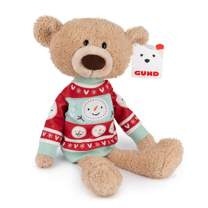GUND Toothpick con suéter navideño, oso de peluche clásico para mayores de 1 año, beige/rojo/blanco, 15 pulgadas