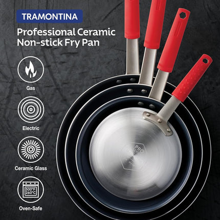 Tramontina Ceramic Nonstick Restaraunt Fry Pan, 14 Inch, Black, Professional Series, Dishwasher and Oven Safe, 80114/062DS