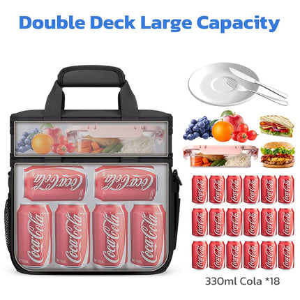 Maelstrom Insulated Lunch Box, 20L Double Deck Cooler Bag for Men Women