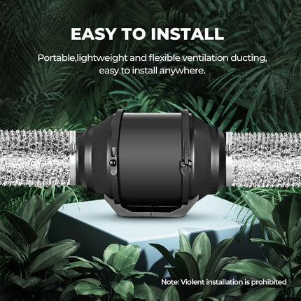 Simple Deluxe 14 Inch 25 Feet Ducting, Non-Insulated Flex Air Aluminum Foil Duct for Dryer Vent Hose, Heating, Cooling, Ventilation, Exhaust, 2 Clamps Included, Silver