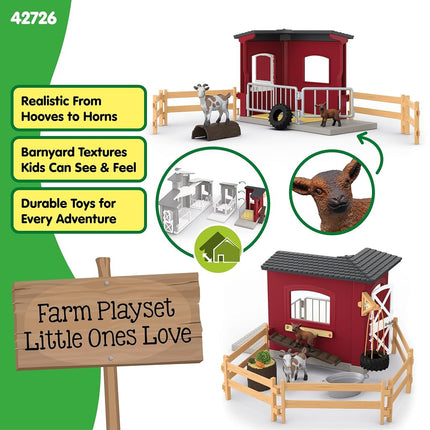 Schleich Farm World - 31Pc Goat Stable Playset - Kids Ages 3+ | 42726