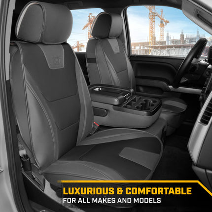 CAT® Edge Deluxe Car Seat Covers for Front Seats - Premium Two-Tone Faux Leather Seat Covers for Cars with Universal Fit, Rugged Automotive Seat Covers for Trucks, Interior Seat Covers for SUV