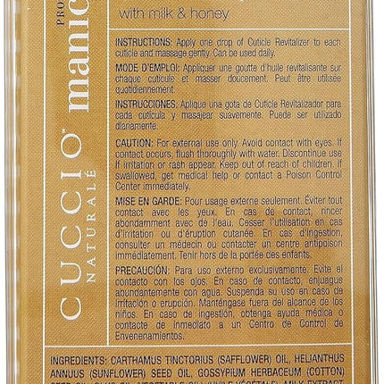 Cuccio Naturale Cuticle Revitalizing Oil - Hydrating Oil For Repaired Cuticles Overnight - Remedy For Damaged Skin And Thin Nails - Paraben And Cruelty-Free Formula - Milk And Honey - 75 ML
