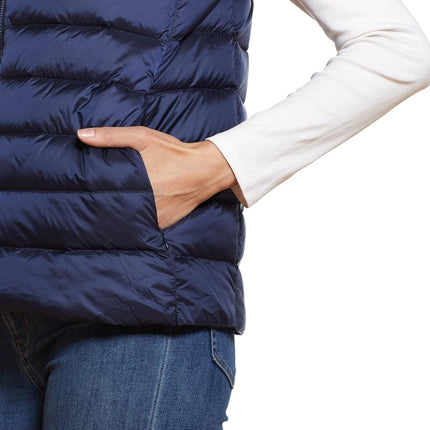 Doudoune matelassée sans manches pour femme Martha Stewart, Veste légère à manches courtes avec poches, Manteau d'hiver chaud, Bleu marine, Très grand
