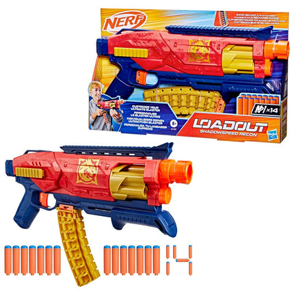 Nerf Loadout Shadowspeed Recon Blaster, 14-Dart Storage Attachment Accessory, 6-Dart Revolving Cylinder, 14 Nerf N1 Darts, Kids Toys & Gifts, Ages 8+