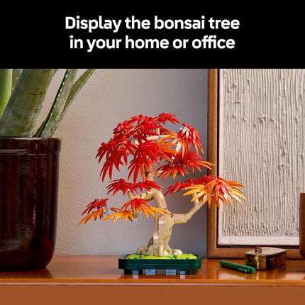 LEGO Botanicals Japanese Red Maple Bonsai Tree - Artificial Plant Building Set with Red & Orange Leaves, plus a Buildable Pot - DIY Home Decor Gift For Adults - 10348