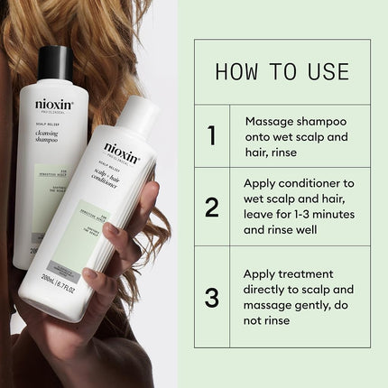Nioxin Scalp Relief System - Hair Products for Sensitive, Itchy Scalp - Includes Shampoo, Conditioner and Serum (Packaging May Vary)