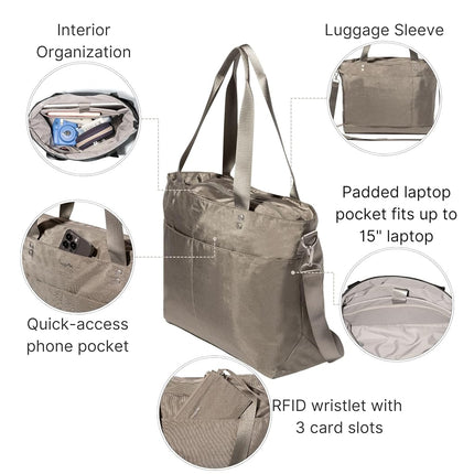 Baggallini Carryall Laptop Tote, Sterling Shimmer, One Size
