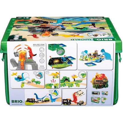 BRIO World Deluxe Dinosaur Train Set for Kids, 45 Piece Wooden Railway Playset with Dinosaurs and Volcano, Ages 3 Years and Up