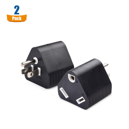 Cable Matters Paquete de 2 adaptadores de 15 amperios a 3 puntas de 30 amperios para RV, enchufe de 15 amperios para RV (NEMA 5-15P a TT-30R)